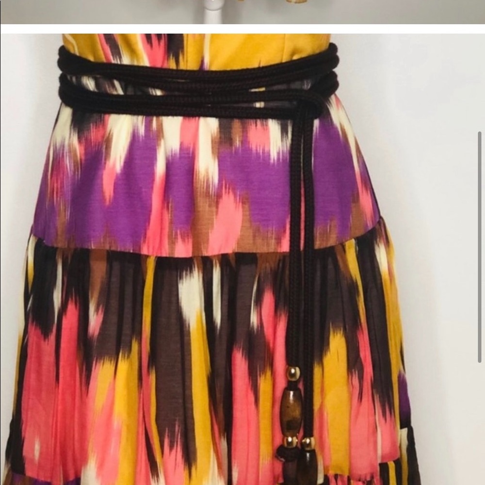 Milly of New York Watercolor Ikat Tiered Ruffle Silk Broomstick Sundress… - Picture 12 of 15